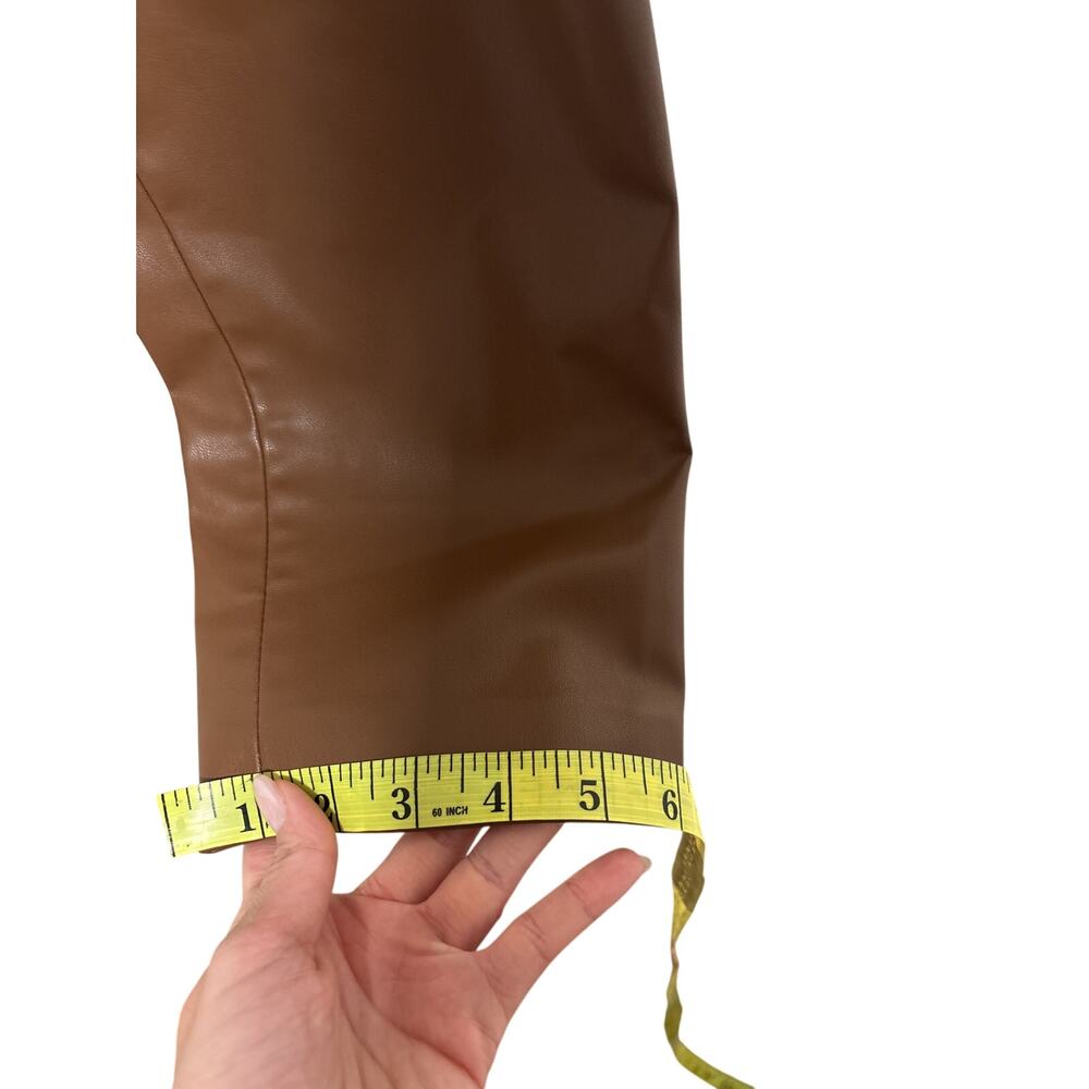 Zara Brown Faux Leather Pants Size S - Picture 6 of 9